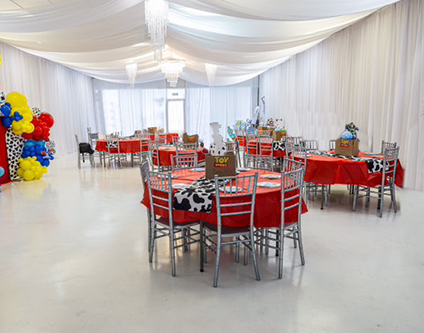 Spacious &amp; Comfortable With 2,400 square feet of open space and a 100-person capacity, Social Space is ideal for both intimate celebrations and larger social gatherings.